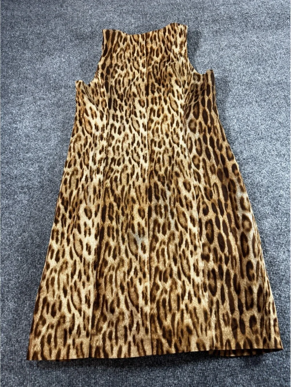 Michael Kors Women's Sheath Dress 8 Black Brown Cotton Stretch Leopard Print